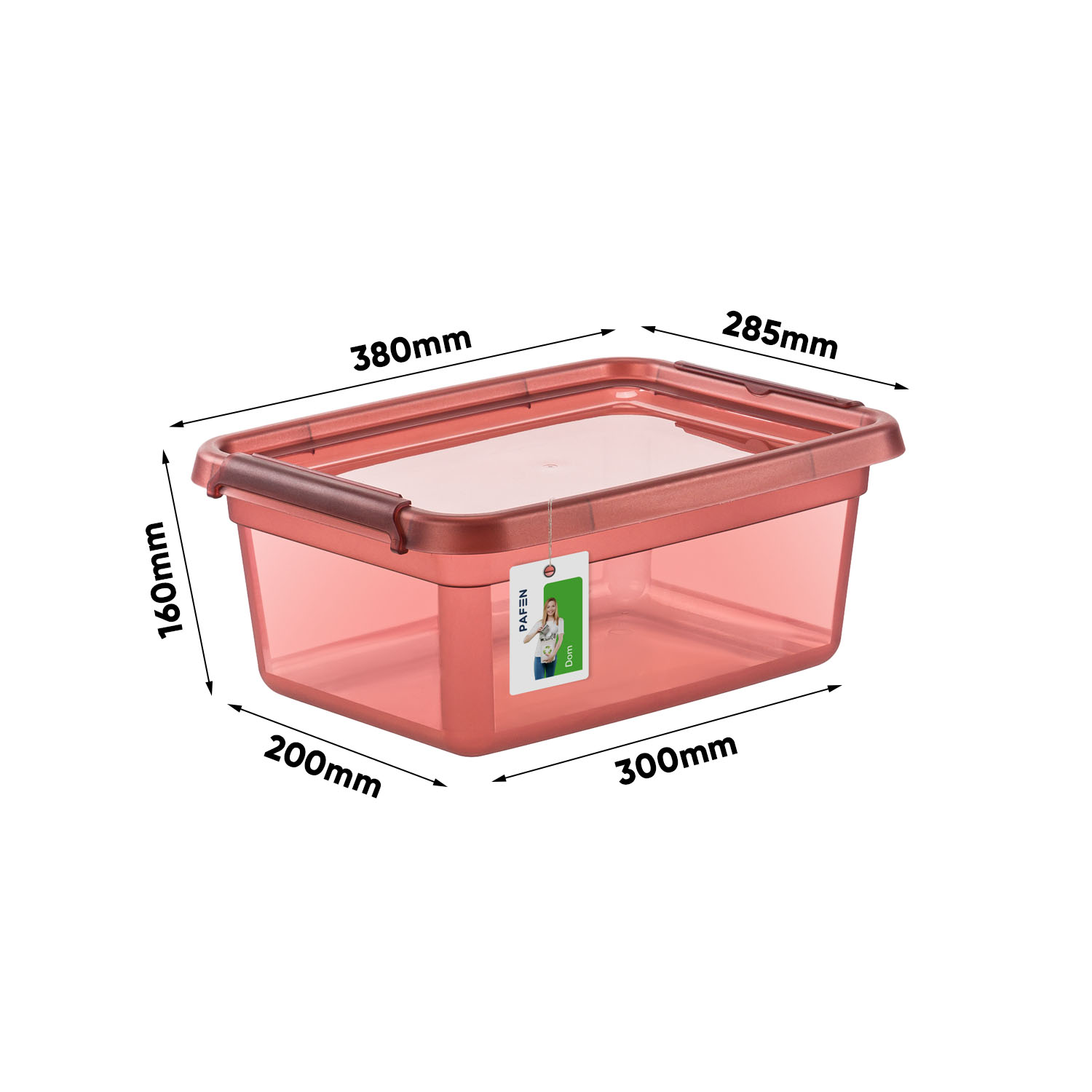 Wymiary Pojemnik do przechowywania BaseStore Color 2522 Transparent różowy (1)
